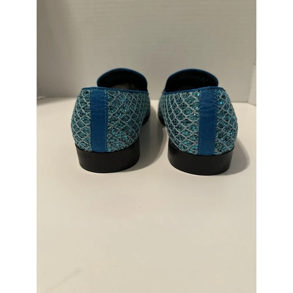 Bolano Sarlo-025 Sparkly Turquoise Mens Shoes 7.5 Prom Wedding Costume